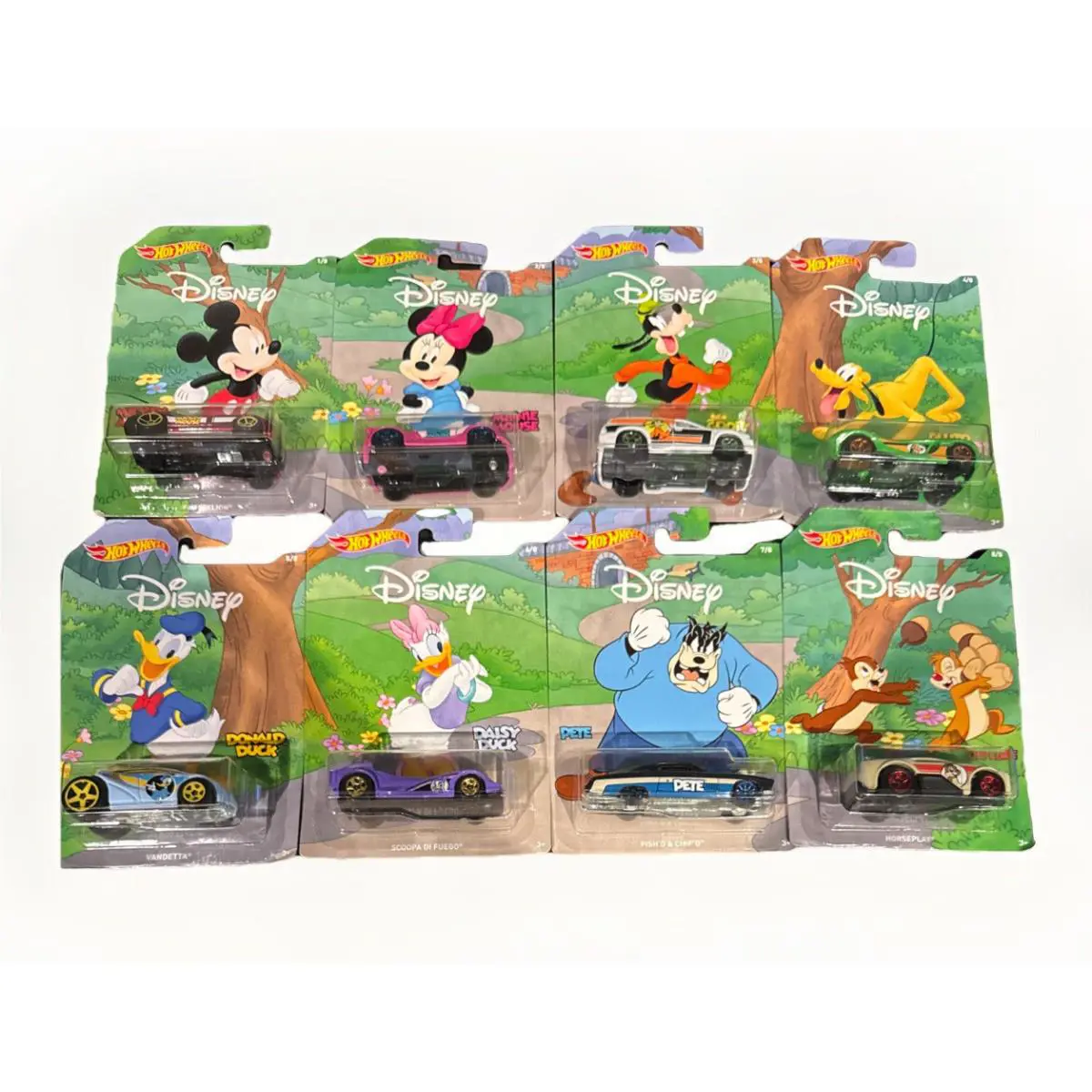 Complete Set of 8 Hot Wheels 90 Years of Disney Complete Mickey Minnie Goofy
