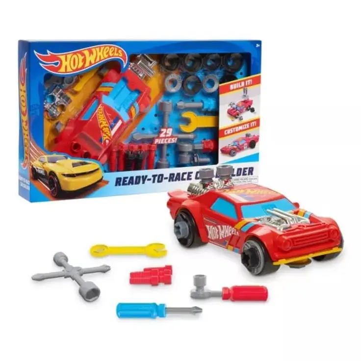 Hot Wheels Ready To Race Car Builder Set 29 Pieces Customizable Race Car Toys
