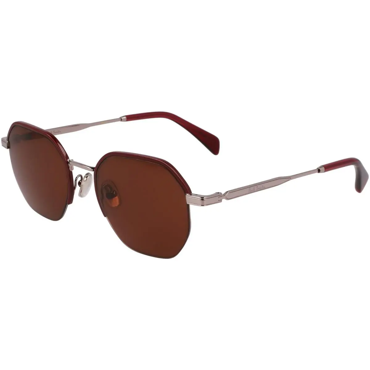 Lovell Men`s Semi-rimless Geometric Round Sunglasses PS24110S - Italy Red-Gunmetal/Dark Brown (038) by Paul Smith