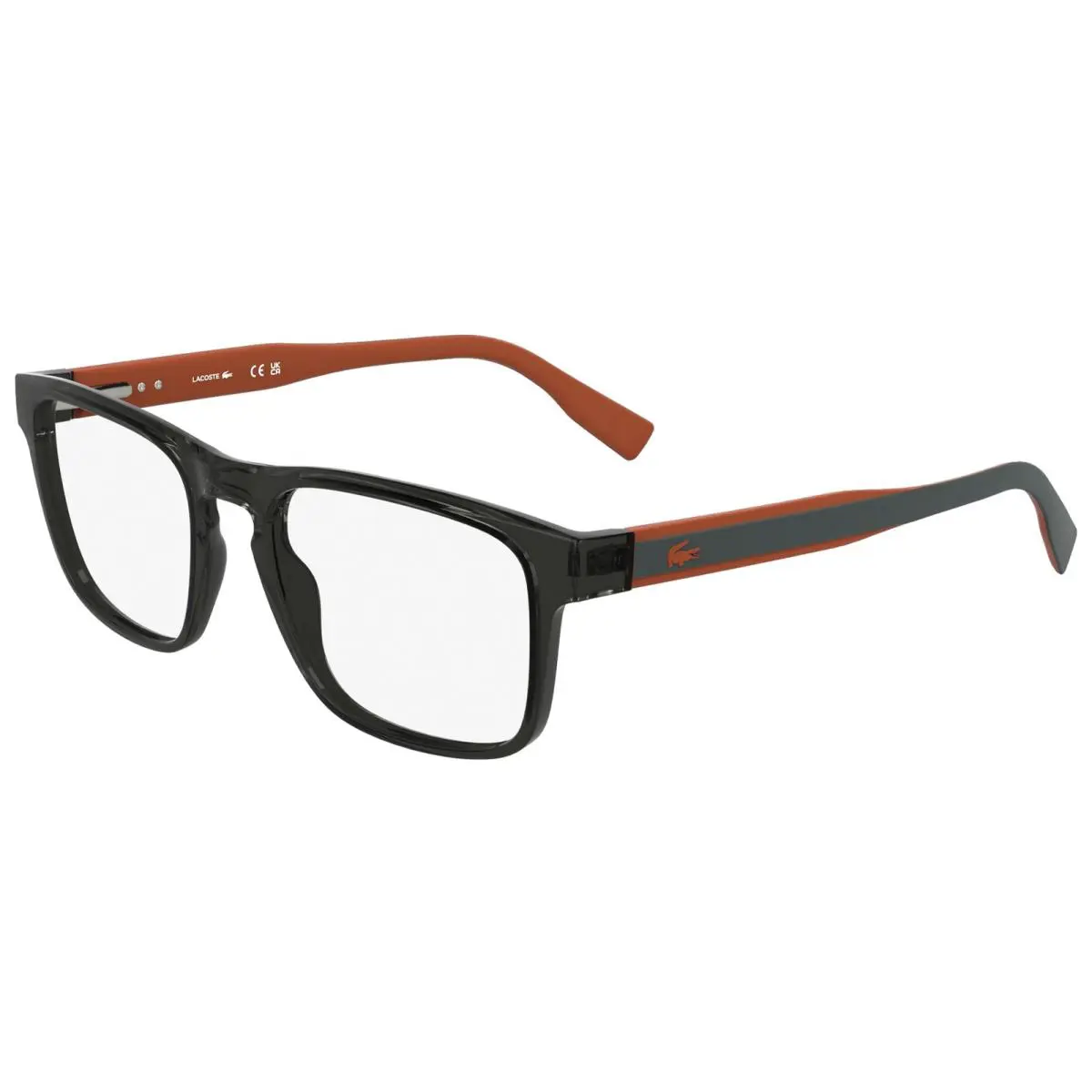 Lacoste Men`s Transparent Rectangle Eyeglass Frames w/ Spring Flex Temples L2972
