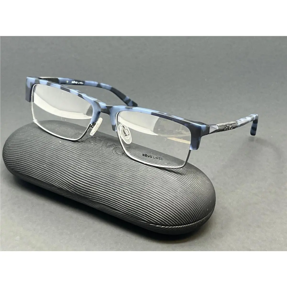 Revo Lmsx Axyl RE8016-05 Rectangular Blue 55mm Plastic Men`s Optical Eyeglasses