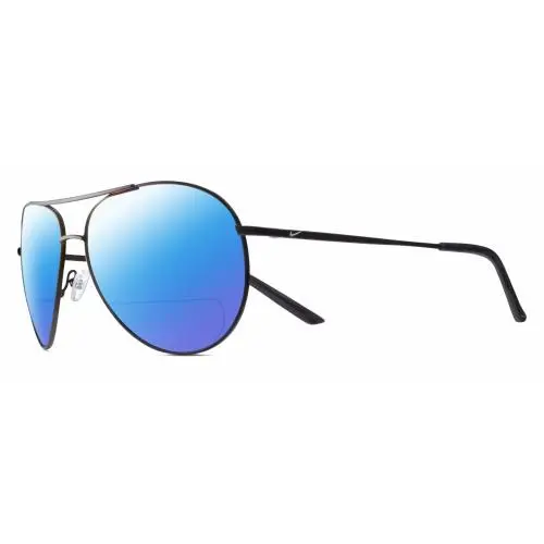 Chance-M-016 Unisex Pilot Polarized Bifocal Sunglasses in Black Grey 61mm Blue Mirror by Nike