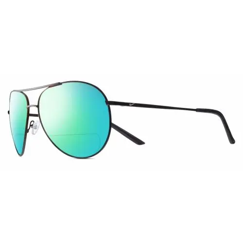 Chance-M-016 Unisex Pilot Polarized Bifocal Sunglasses in Black Grey 61mm Green Mirror by Nike