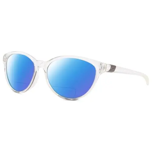 City Persona DJ Unisex Polarized Bifocal Sunglasses in Clear Gunmetal 57 mm Blue Mirror by Nike