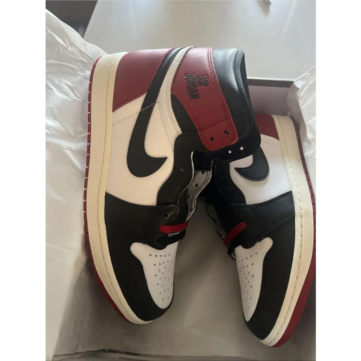 Nike Jordan 1 High OG Retro Black Toe Reimagined Black Red White Men 10.5 2025