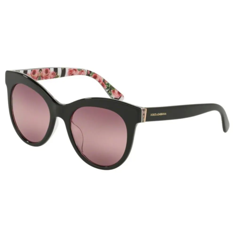 Dolce Gabbana DG4311 Havana 3166/7E Black on Print Rose Sunglasses 51-20-140
