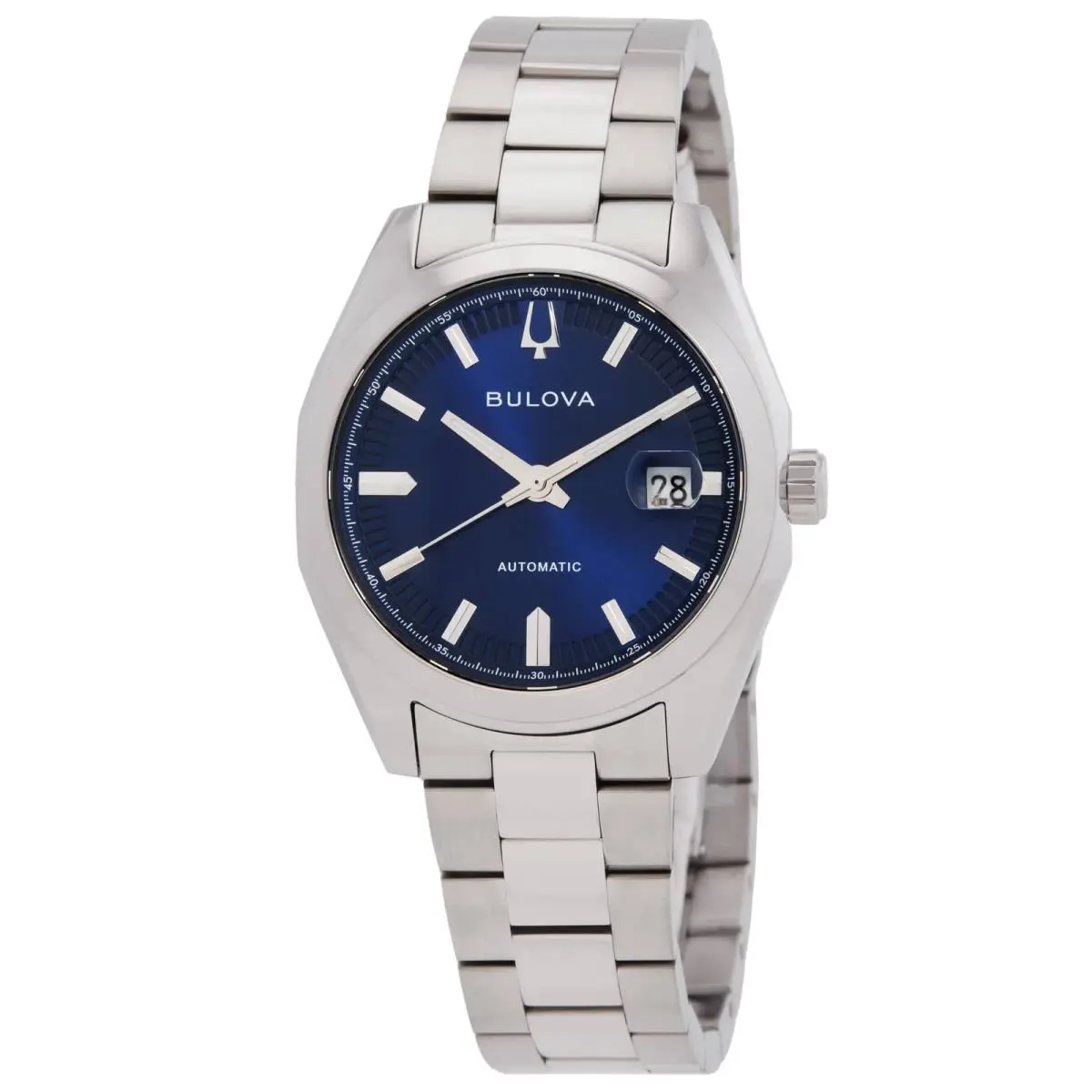 Bulova Surveyor Automatic Blue Dial Men`s Watch 96B436 - Dial: Blue, Band: Silver-tone, Bezel: Silver-tone