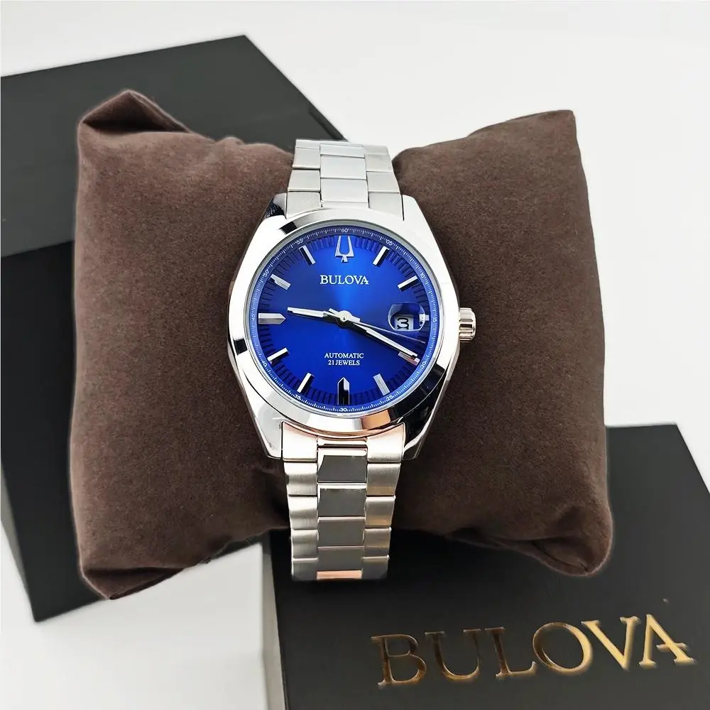 Bulova Classic Surveyor 96B436 Blue Dial Stainless Steel Automatic Men`s Watch