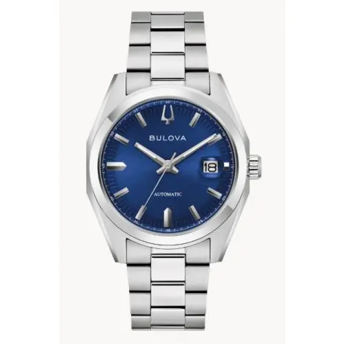 96B436 Surveyor Automatic Blue Dial Men`s Watch Stainless Stl. 39mm by Bulova