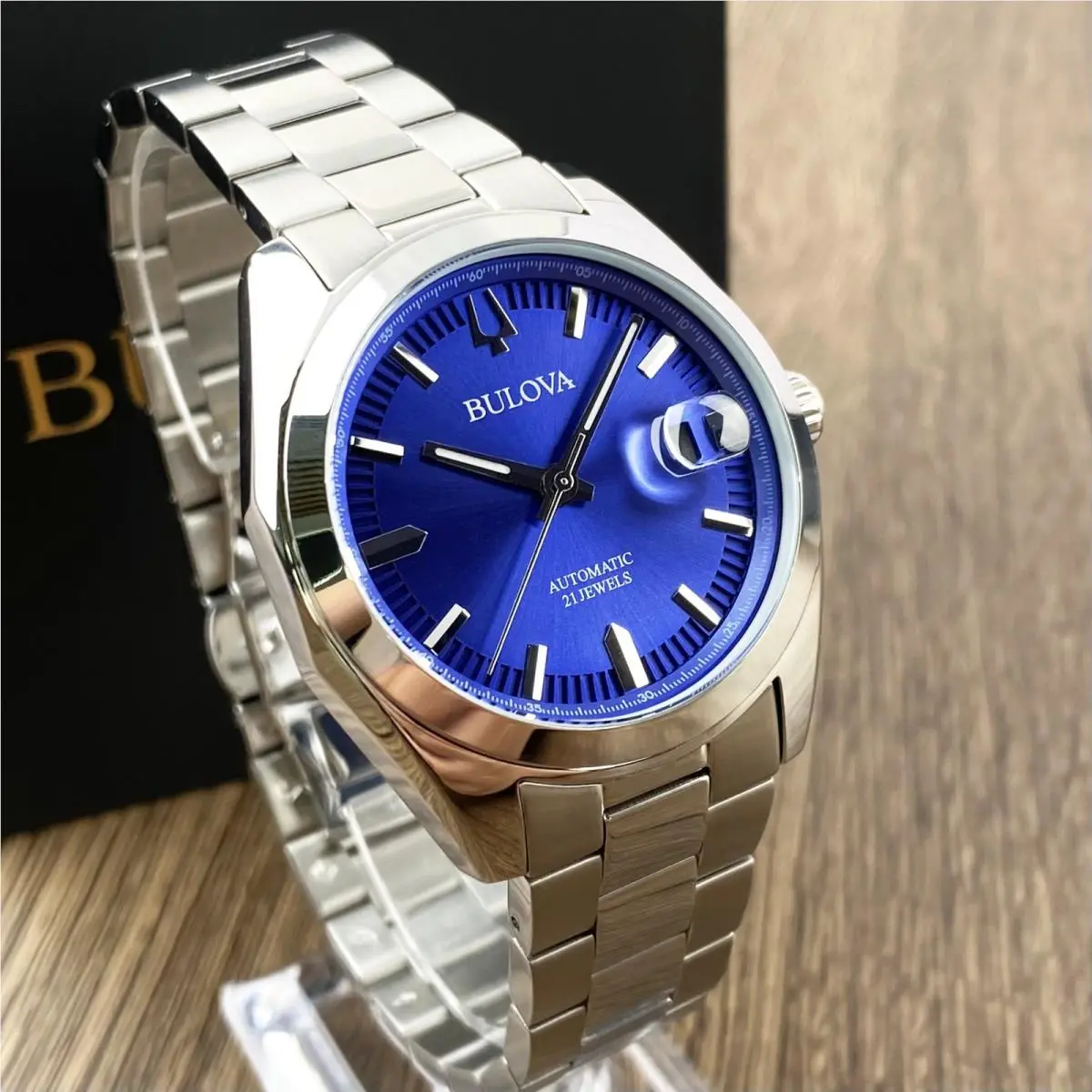 Surveyor 96B436 Blue Dial Stainless Steel Automatic Men`s Watch by Bulova