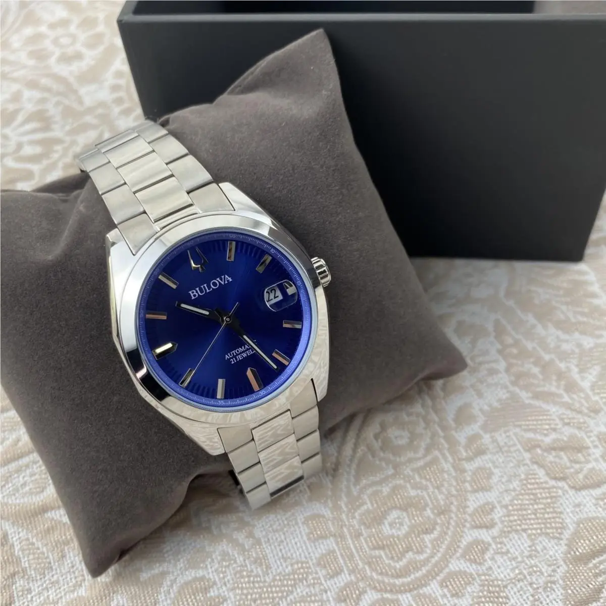 Bulova Classic Surveyor 96B436 Blue Dial Stainless Steel Automatic Men`s Watch