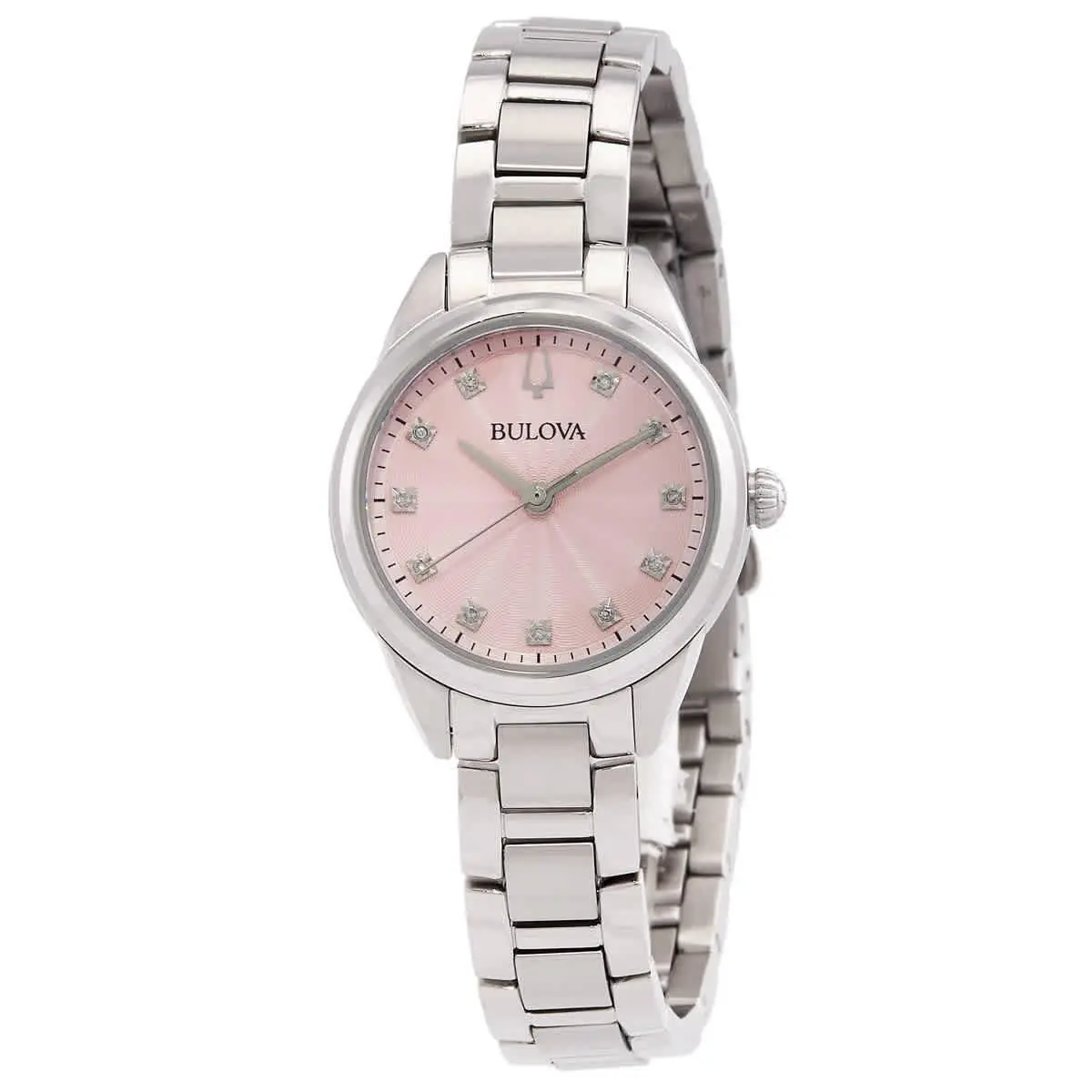 Sutton Quartz Diamond Pink Dial Ladies Watch 96P249 by Bulova