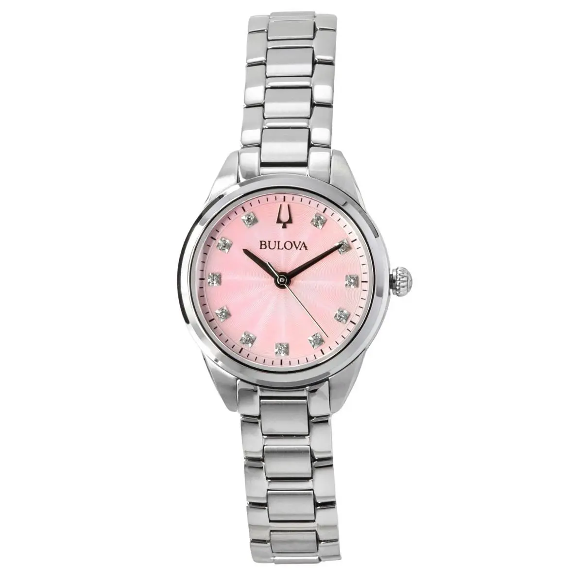 Bulova Sutton Pink Dial Quartz Analog Stainless Steel 96P249 Womens Ladies Watch - Dial: Pink, Band: Silver, Bezel: Silver