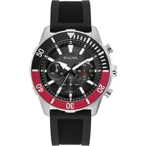 Bulova Chronograph Quartz Black Dial Men`s Watch 98A258
