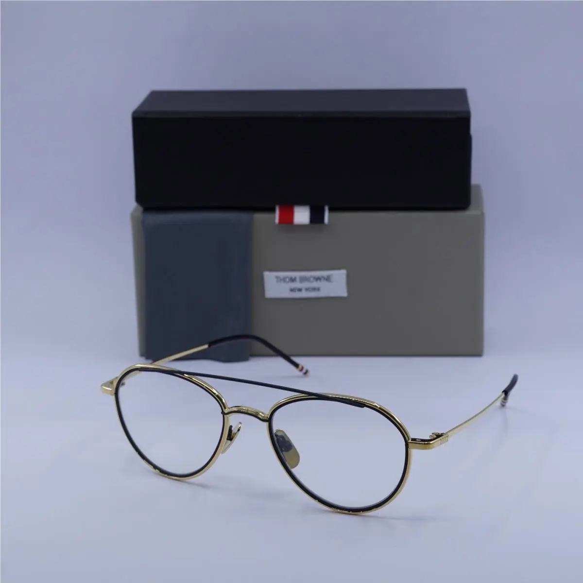 TB-109-C-GLD-NVY-53 Gold/matte Navy 53mm Eyeglasses by Thom Browne