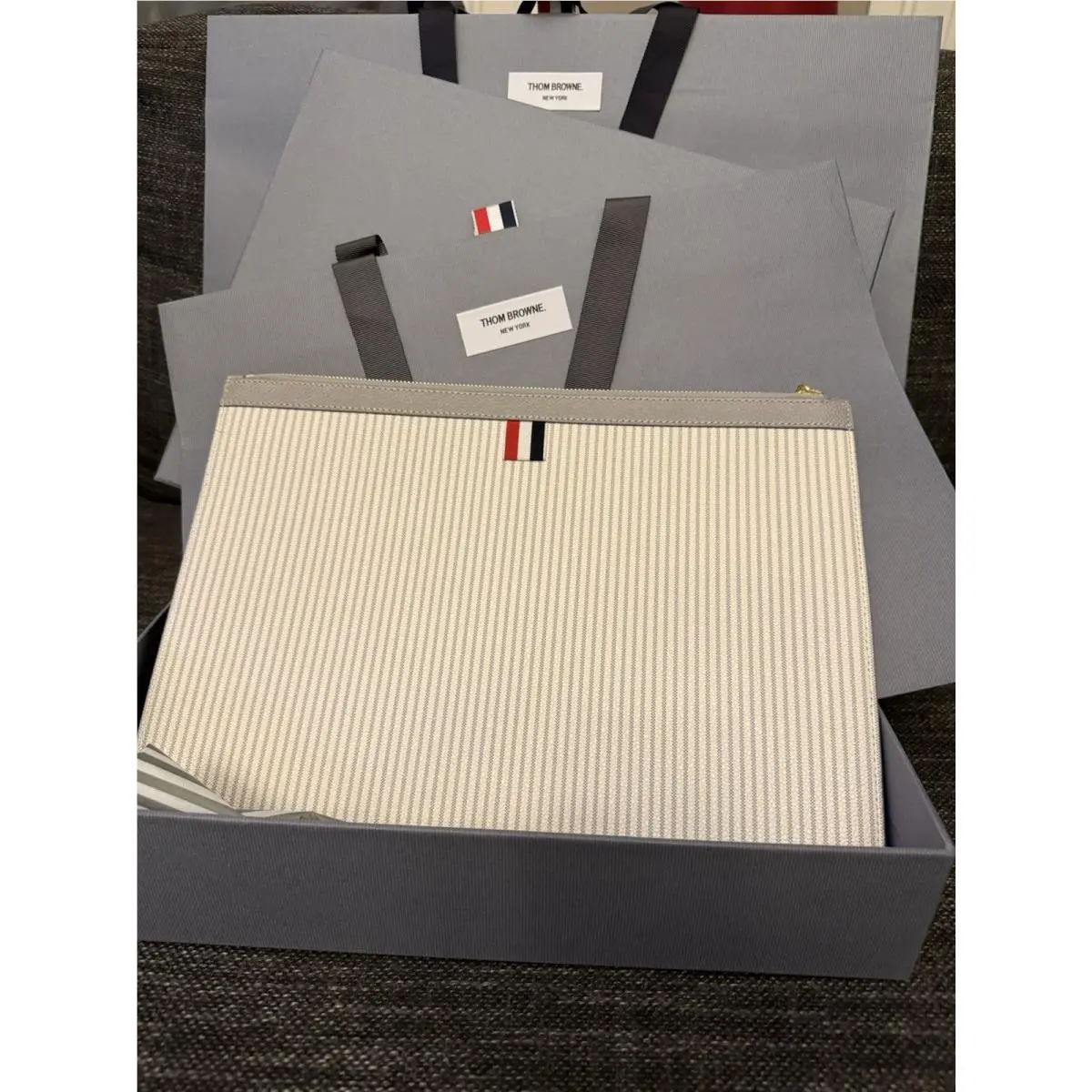 Thom Browne Leather Document Holder Clutch Bag Italy