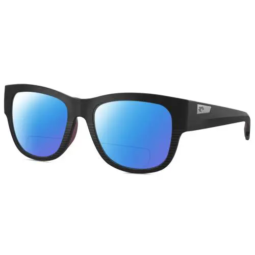Costa Del Mar Caleta Unisex Polarized Bifocal Sunglasses Black Plum Purple 55 mm - Frame: Multicolor, Lens: Blue Mirror