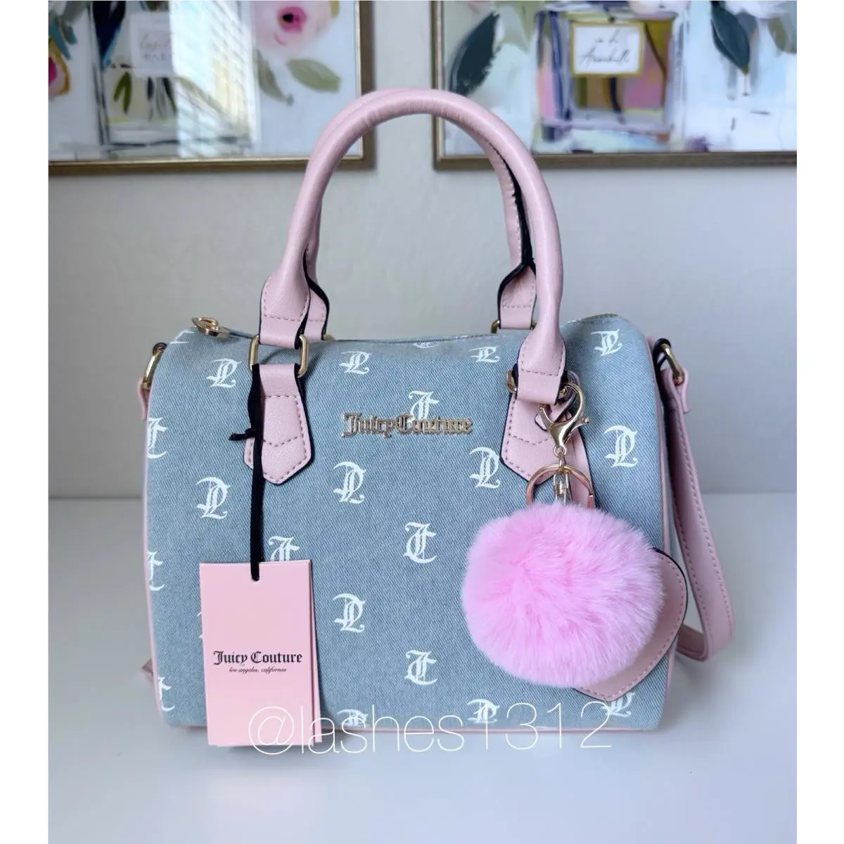 Juicy Couture Bag Fame Blue Denim Satchel - Pink