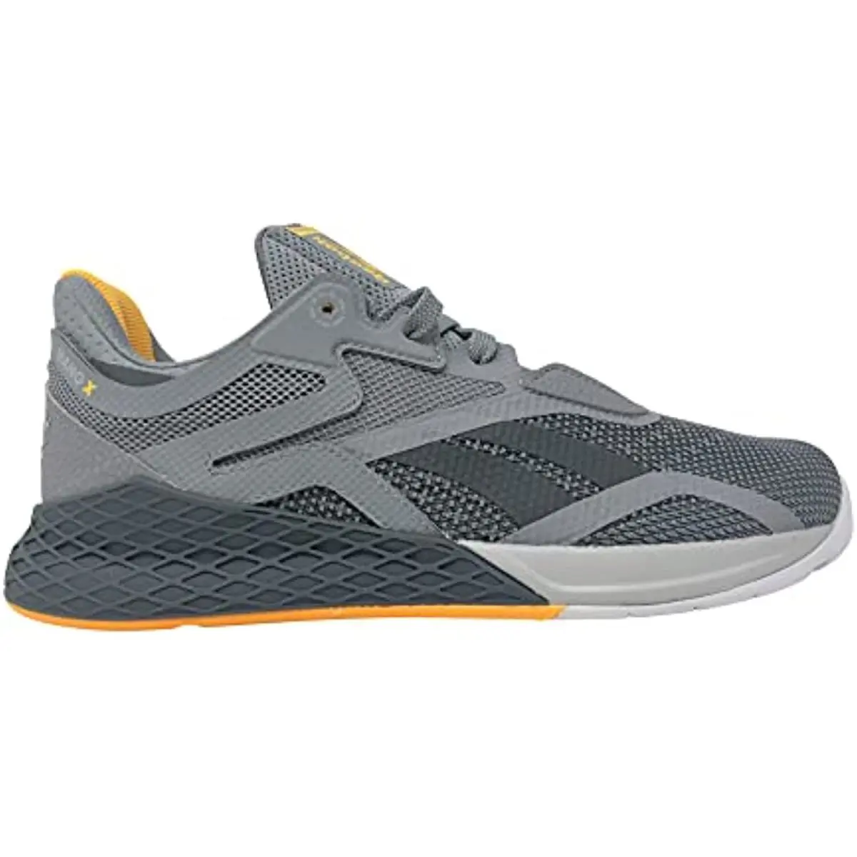 Reebok Men`s Nano X Cross Trainer Sneakers GW6017 Gray/gray/yellow Size 7.5M - Gray