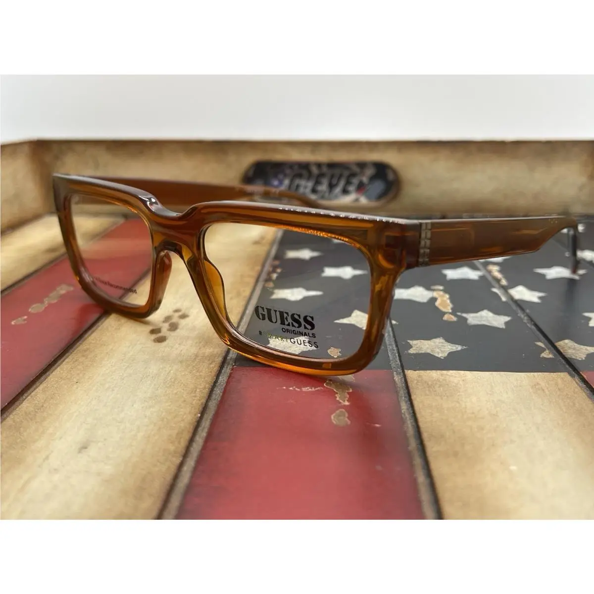 Guess GU8253 045 Eyeglasses 53mm Shiny Light Brown Frame Option To Add RX