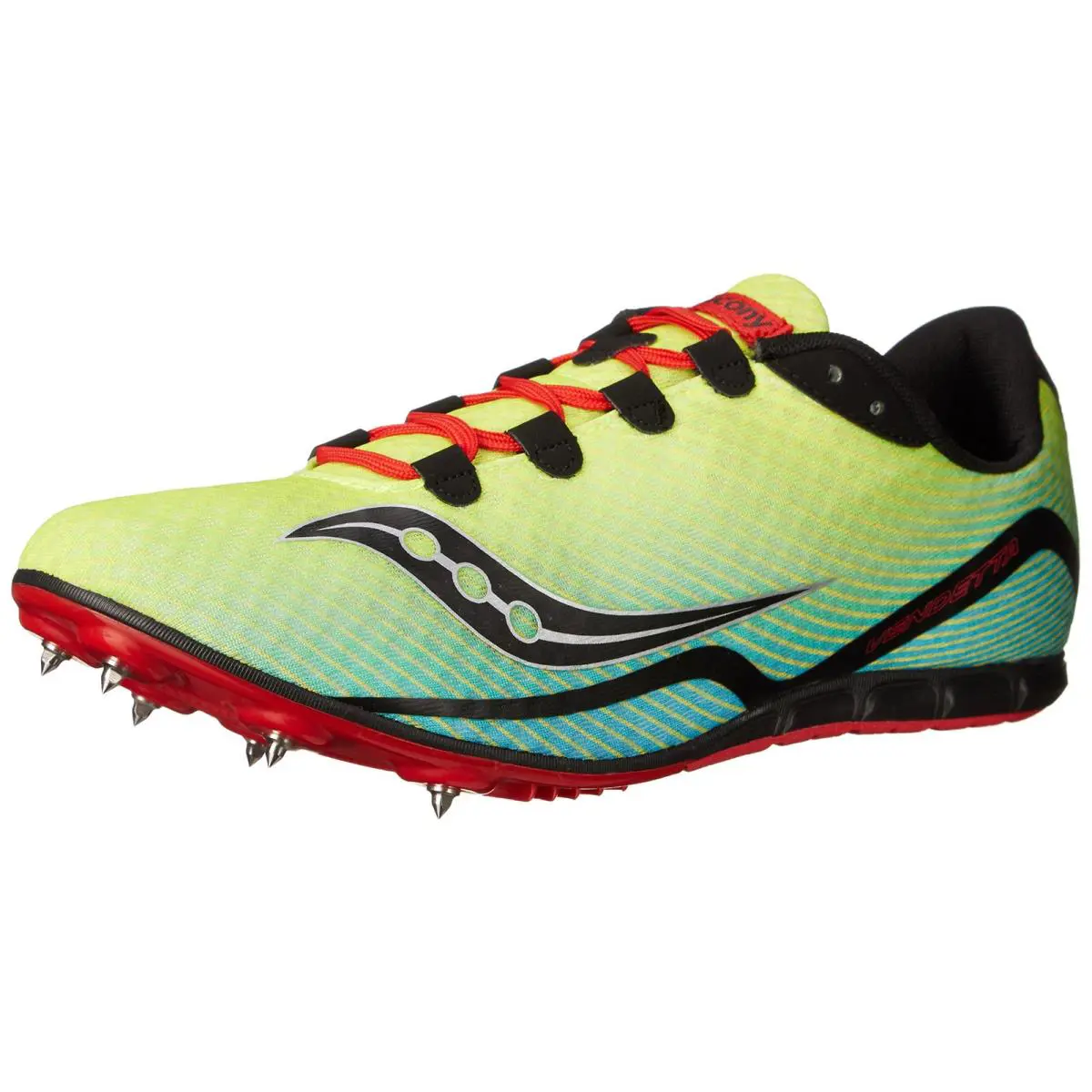 Saucony Men`s Vendetta Track Spike Racing Shoe Citron/blue/red Size 10.5M - Citron/Blue/Red