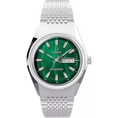 Q Falcon Eye Reissue Men`s Quartz Watch TW2U95400 Green Dial by Timex