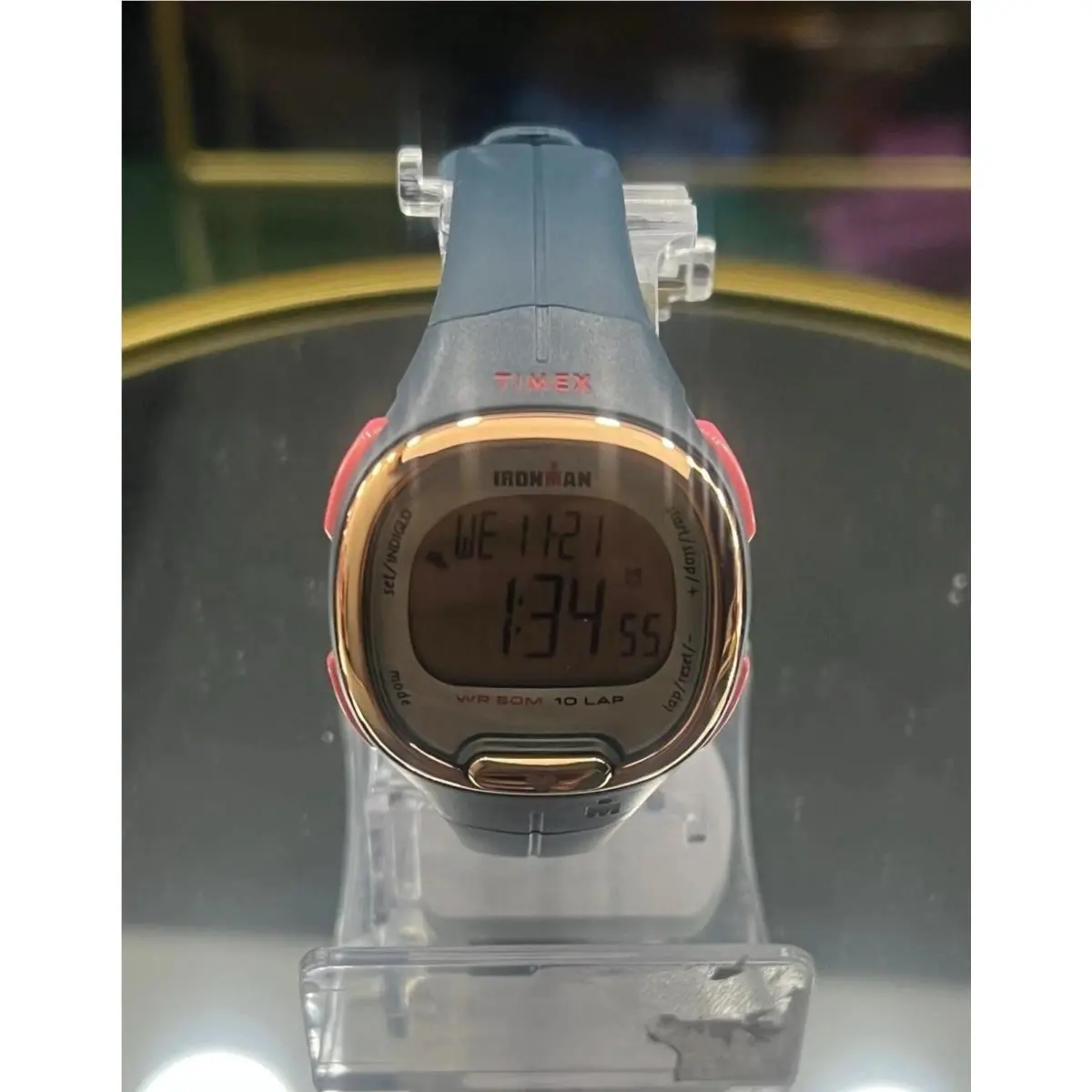 Ironman Heartfit Transit+ 33MM Resin Strap Activity - Blue /pink Rose Gold by Timex