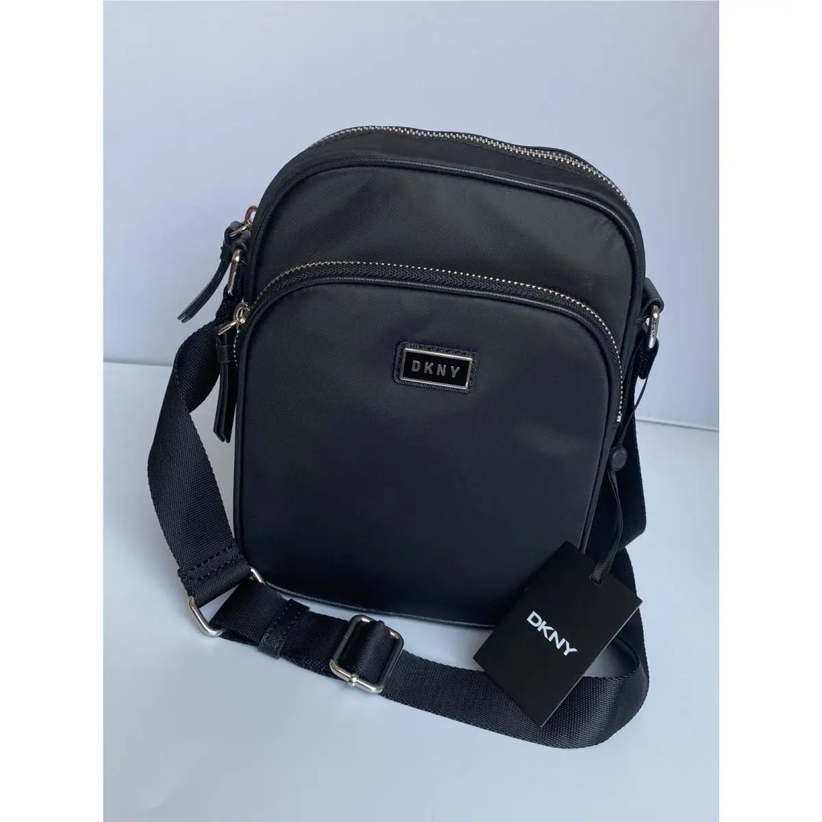 Dkny Gigi DZ Cossbody Bag Double Zip Purse Flight Bag Black