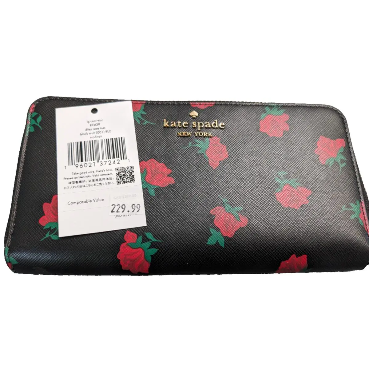 Kate Spade Large Continental Zip Around Wallet Ditsy Rose Toss Madison