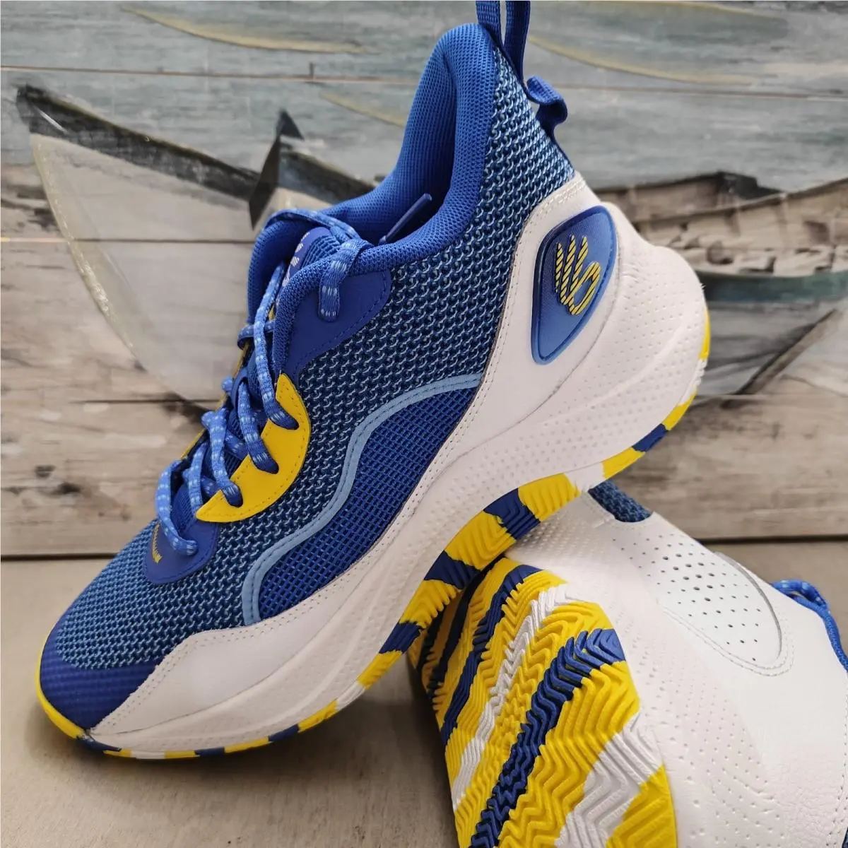 Under Armour Curry 3Z 24 Sneakers Blue White Yellow Men`s Size 9 - Blue