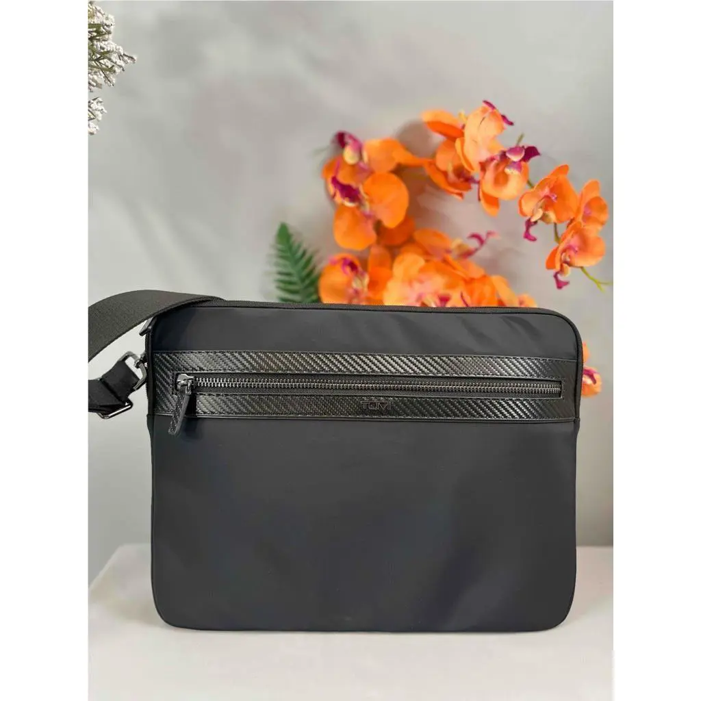 Tumi Kalvin Black Durable Nylon Laptop Crossbody Messenger Bag