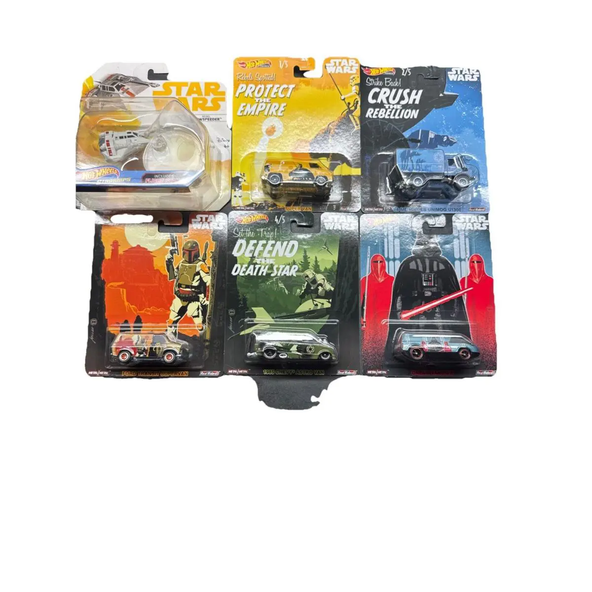 Hot Wheels 2019 Star Wars Real Riders 1:64 Diecast Set of 5 Plus Snowspeeder