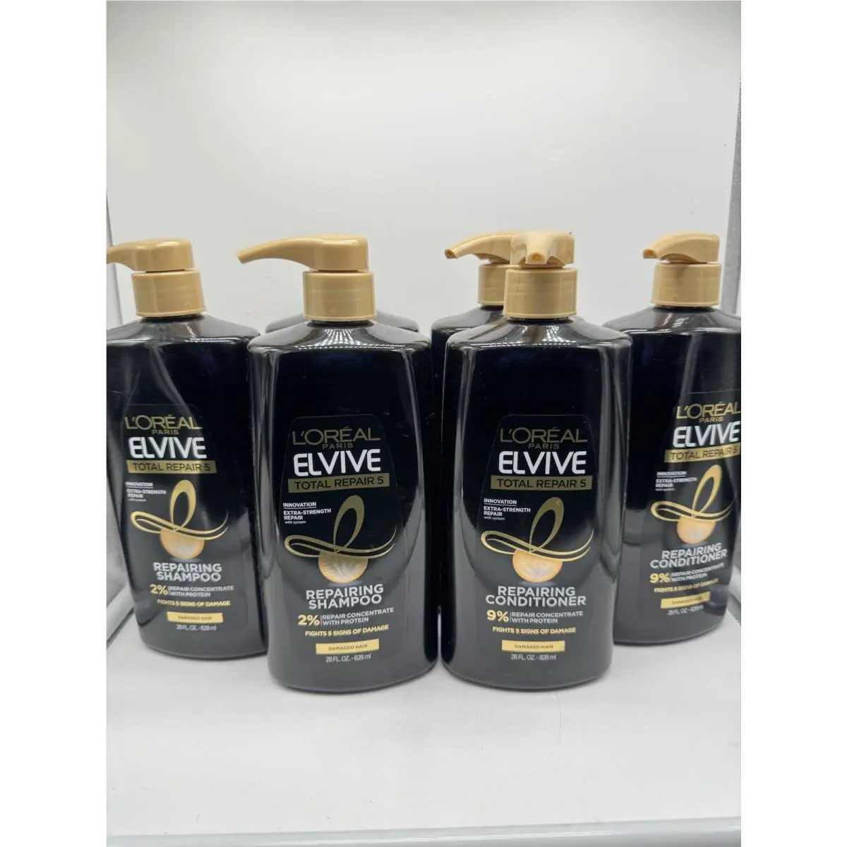 6 L`oreal Elvive Total Repair 5 Shampoo Conditioner Damage Hair Pump 28Oz