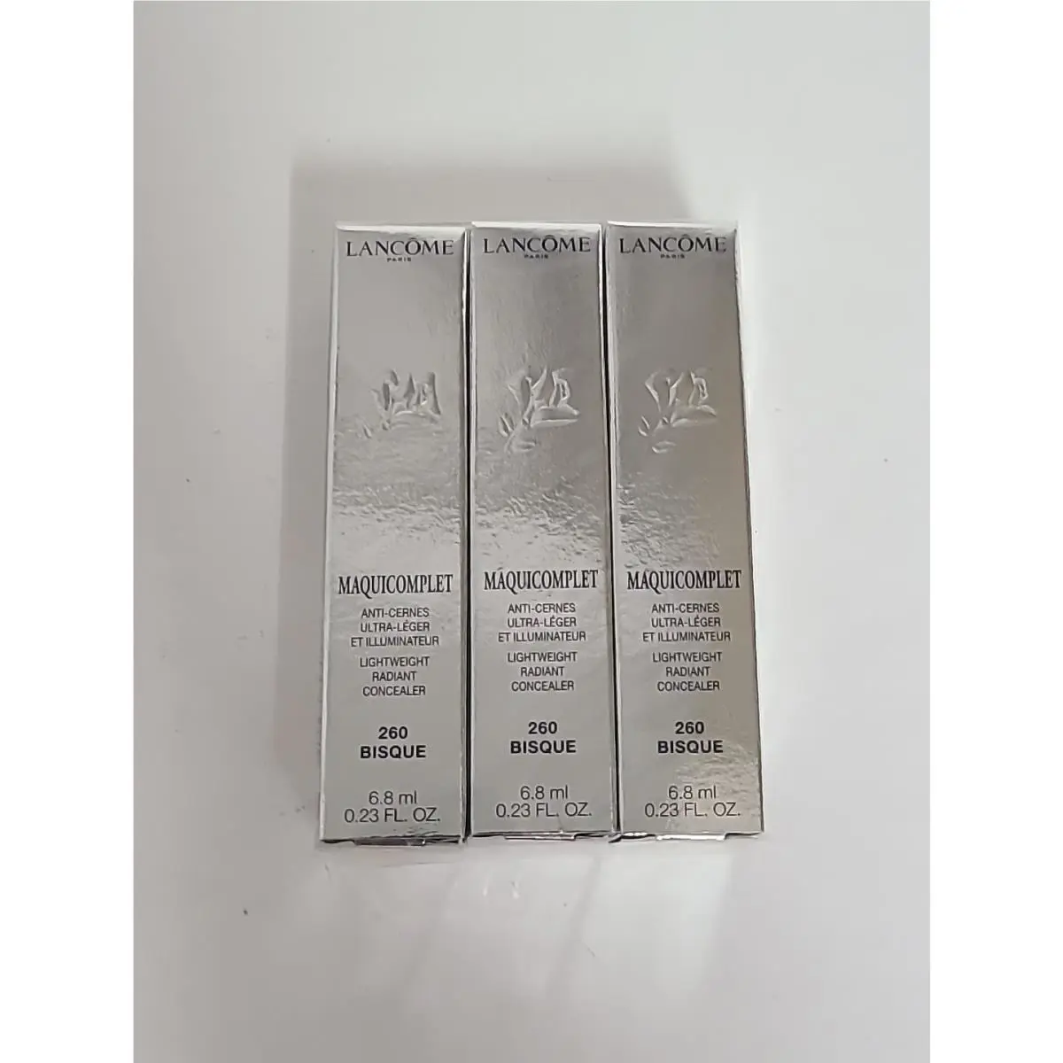 Lancome Maquicomplet Light Weight Radiant Concealer 260 Bisque 6.8ml Lot Of 3