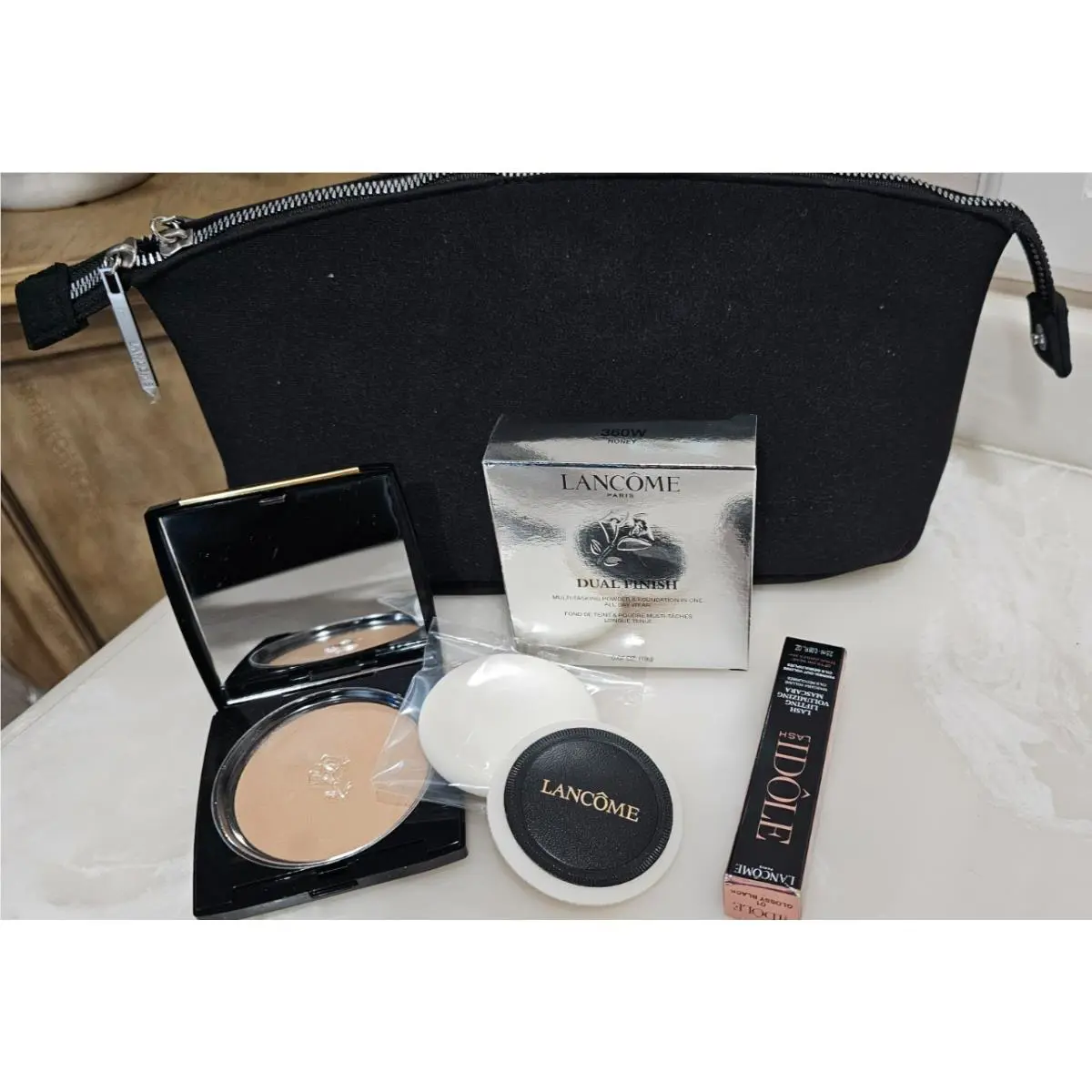 Lancome Dual Finish Powder Foundation In One 360 Honey Iii W Bag +