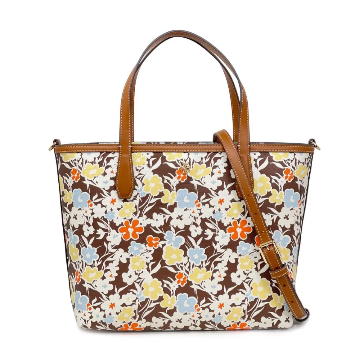 Tory Burch Women`s Kerrington Small Tote Bag Floral Print - 84763 - 88132 - Reverie - 88132, Handle/Strap: Brown, Hardware: Gold