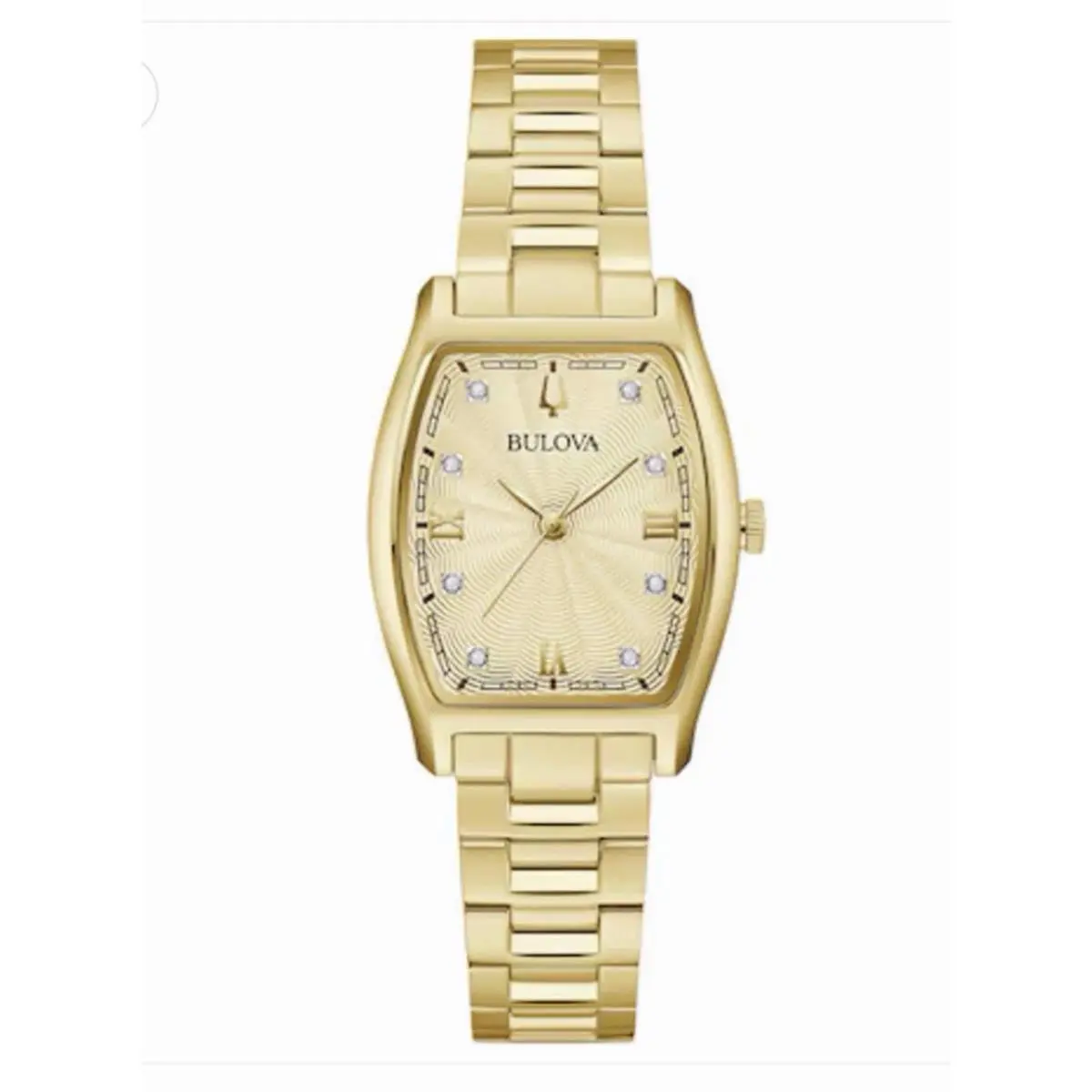 Bulova Tank Gold-tone Ladies Quartz Watch with Diamond Accents 97P160