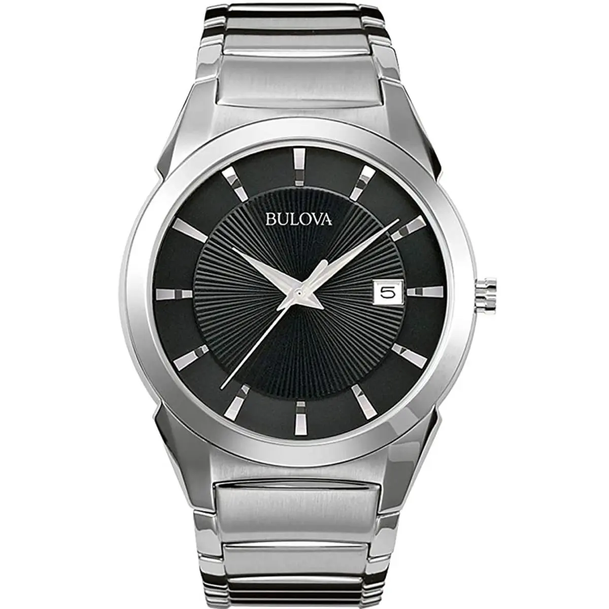 Bulova Men`s Classic Black Dial Watch - 96B149 - Dial: Gray, Black, Band: Silver, White