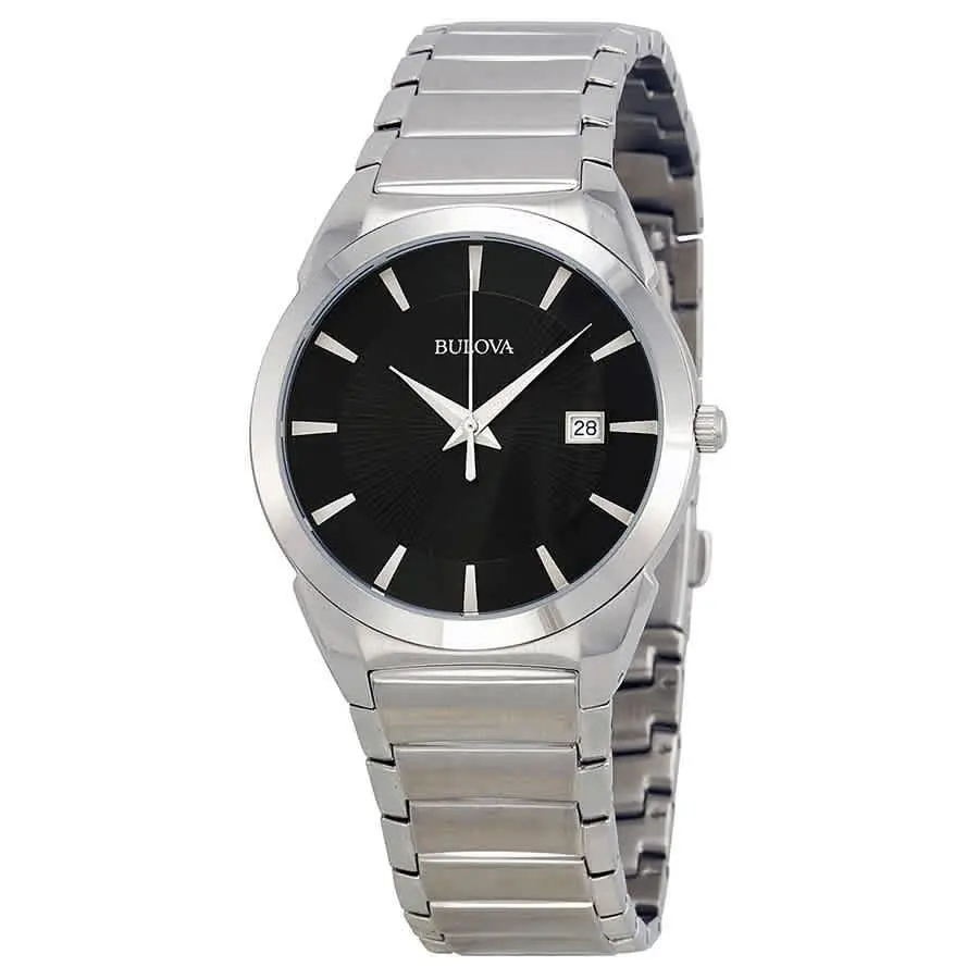 Classic Black Dial Stainless Steel Men`s Watch 96B149 by Bulova