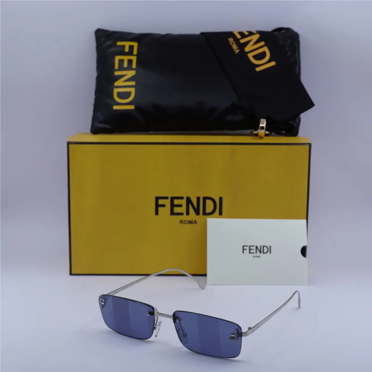 Fendi FE4172US 16X Shiny Palladium/blue Mirror 54-16-135 Sunglasses