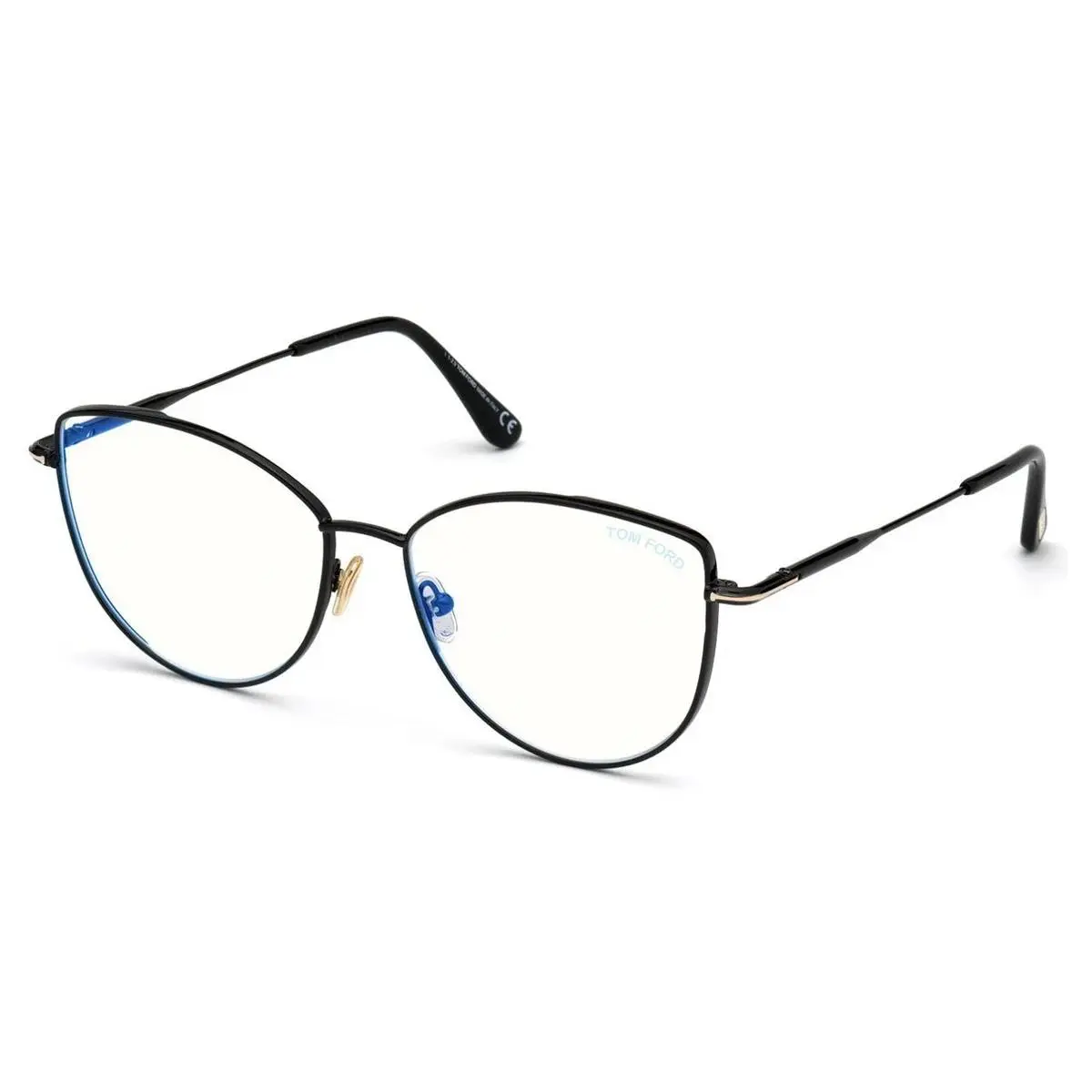 Tom Ford TF5667-B 001 Shiny Black/clear Blue Light Block 55mm Eyeglasses