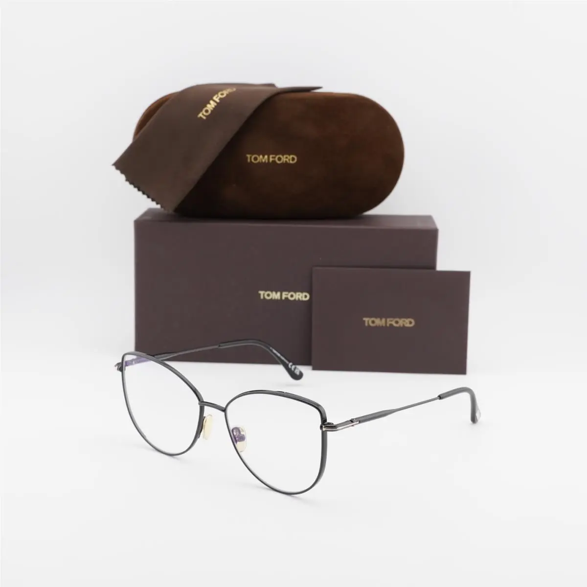 Tom Ford TF5667-B 001 Shiny Black/clear Blue Light Block 55mm Eyeglasses