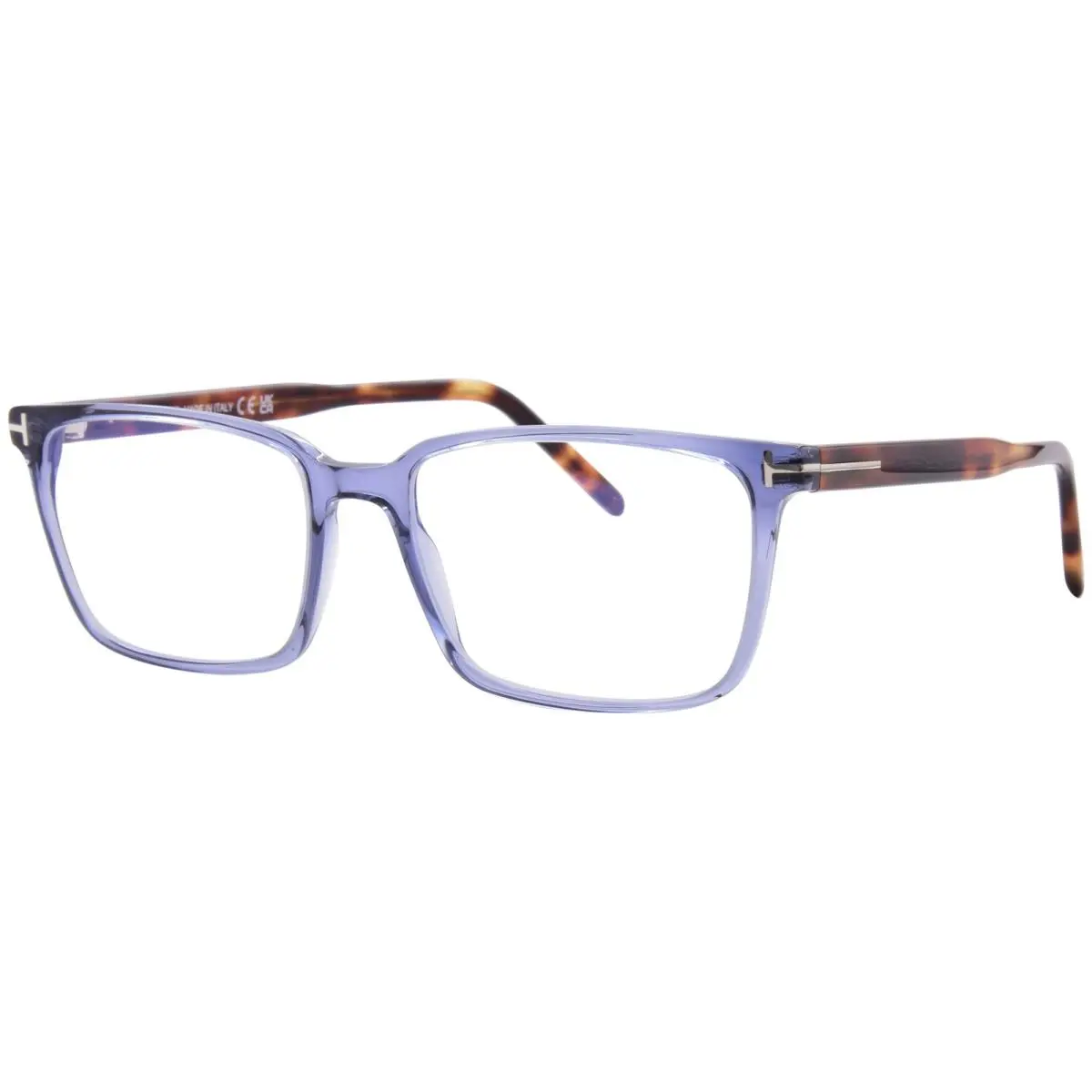 Tom Ford FT5802-B 090 Eyeglasses Men`s Shiny Blue Full Rim Rectangle Shape 55mm