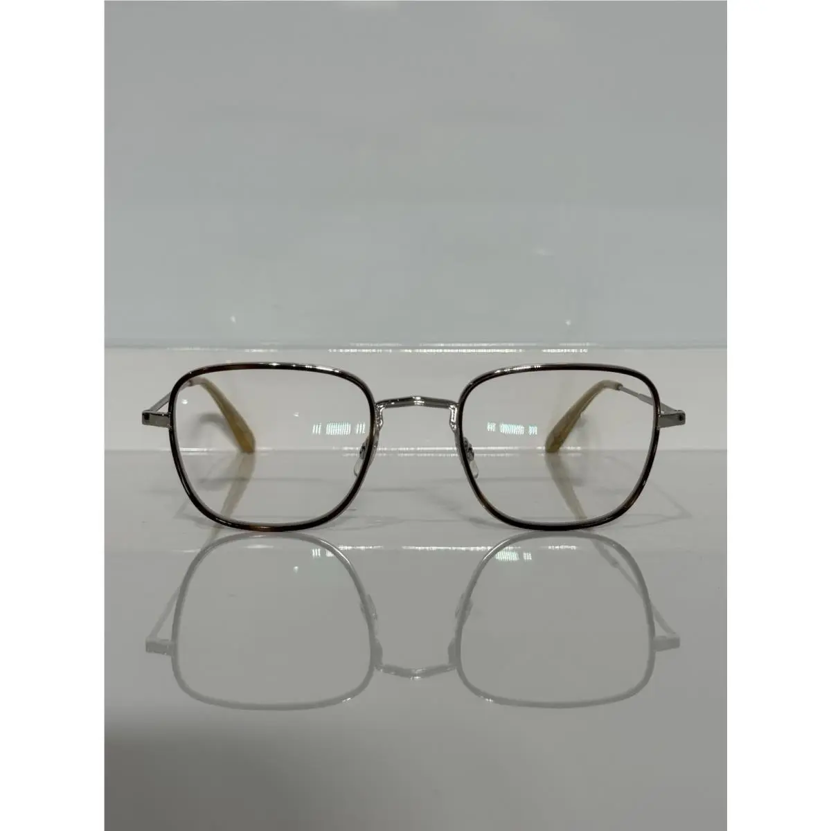 Garrett Leight Preston Sit-s-b Silver Square Havana Insert Eyeglasses 48mm
