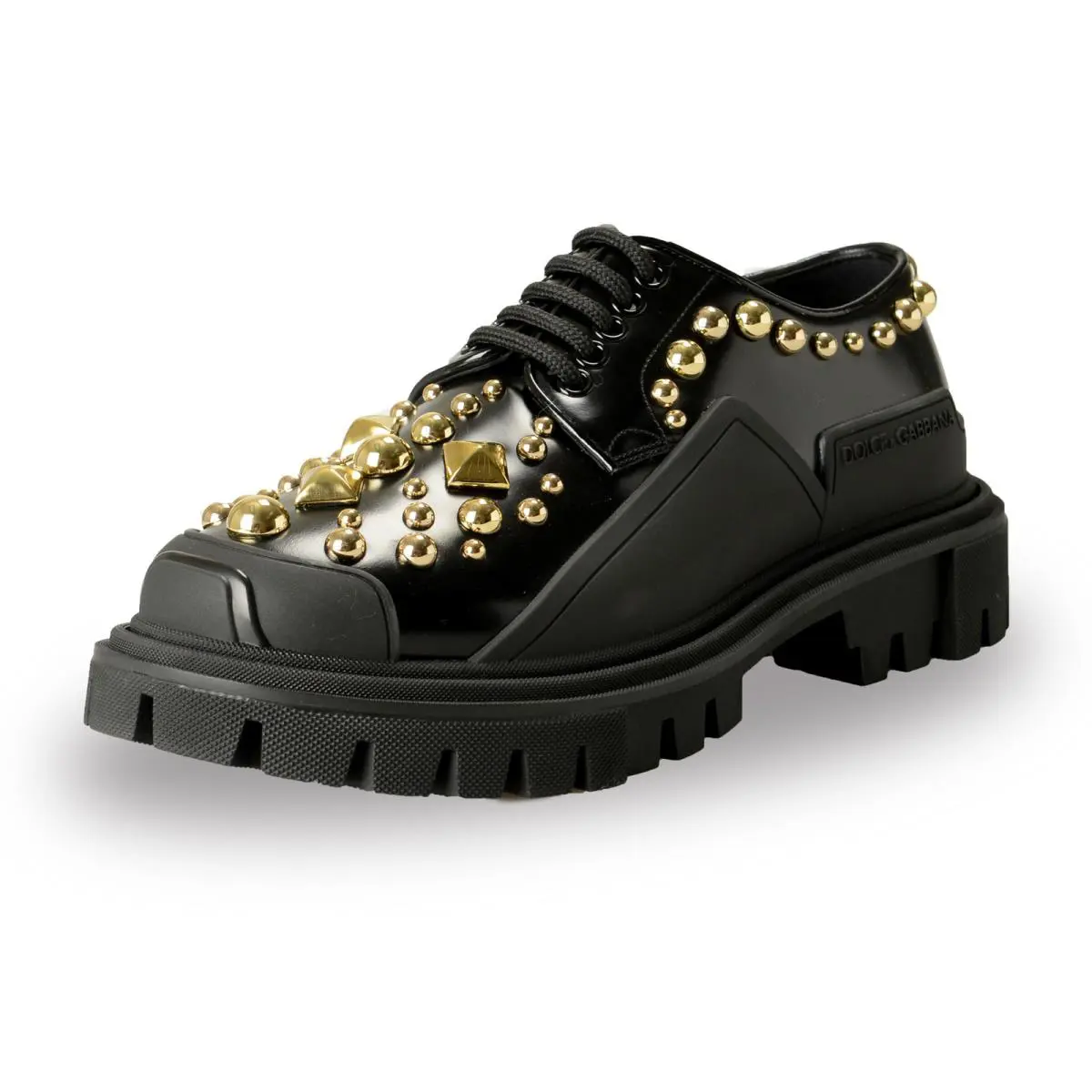 Dolce Gabbana Women`s Leather Metal Studs Oxfords Shoes US 10 IT 40