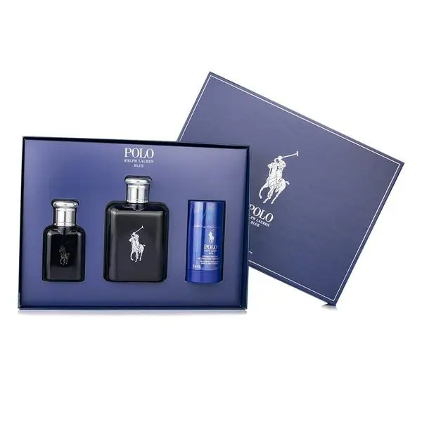 Ralph Lauren Polo Blue 3 Pc. Set: 4.2oz Edt Spray 1.2oz Edt 2.1 oz Deodorant
