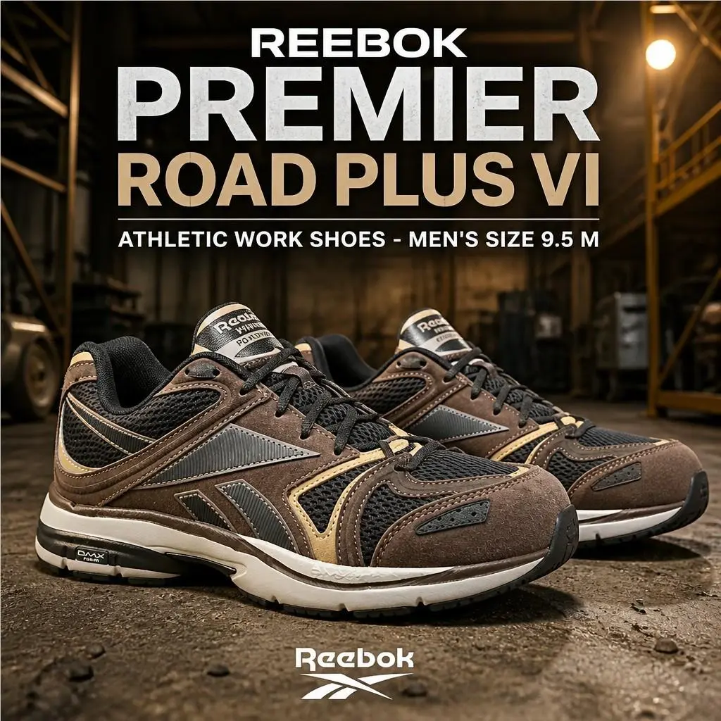 Reebok Men`s Premier Road Plus VI Composite Toe Work Shoes RB5202 Sz 9.5 M - Brown