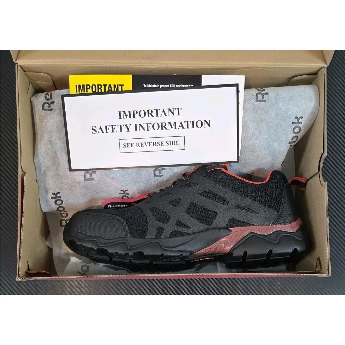 Size 10.5W Reebok Men`s Beamer Oxford Comp Toe Athletic Work Shoes Black RB1061