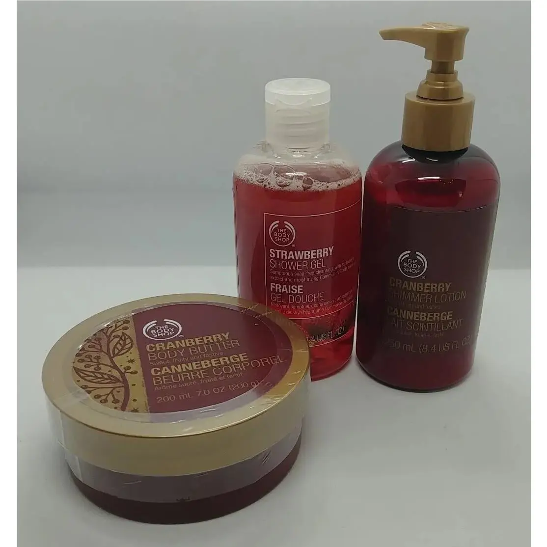Body Shop Cranberry Body Butter Lotion and Strawberry Shower Gel B3-D17 by THE BODY SHOP