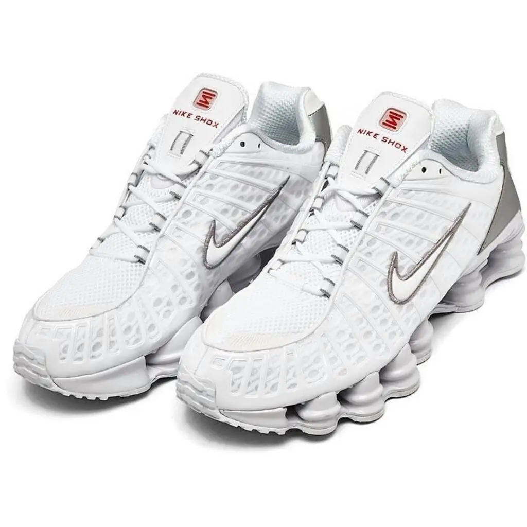 Nike shoes - Nike Shox - Shox - AV3595-100 - White, Maufacturer: White/Metallic Silver/Max Orange 8